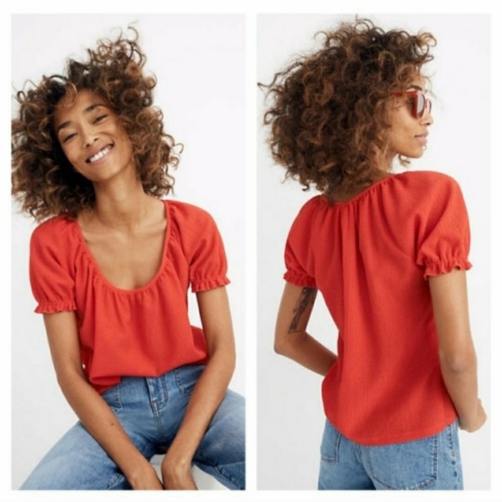 Madewell Cherry Red Scoop Neck Top Sz Small